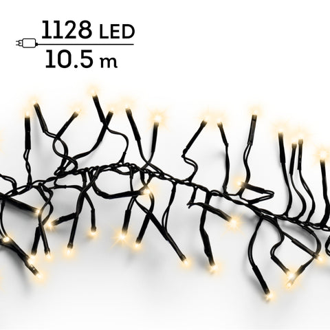 LED Lichterkette Cluster 8 Leuchtmodi Outdoor schwarz 1128 softgoldene LED 1050cm