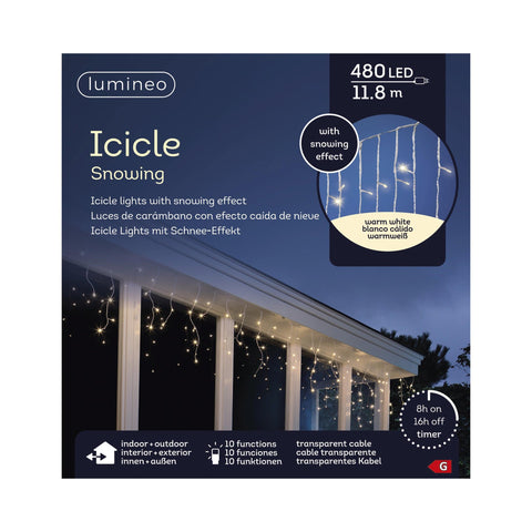 LED-Lichterkette Eiszapfen "flowing" warmweiss 480 LED / 11.8 m