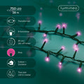 LED Lichterkette Compact 8 Leuchtmodi Outdoor grün 750 pinke LED 1600cm