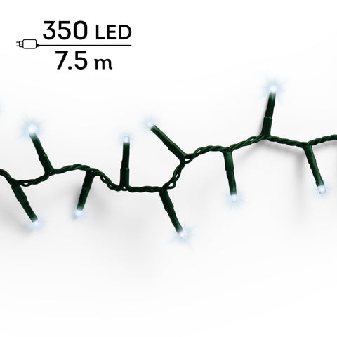 LED Lichterkette Compact 8 Leuchtmodi Outdoor grün 350 kaltweiße LED 750cm