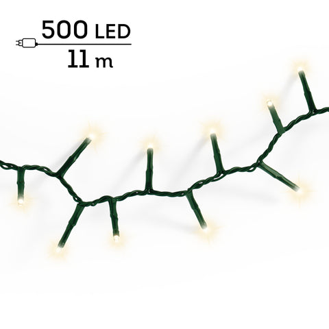 LED Lichterkette Compact 8 Leuchtmodi Outdoor grün 500 warmweiße LED 1100cm