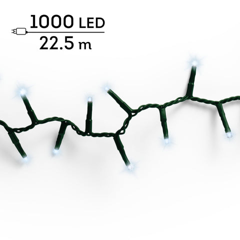 LED Lichterkette Compact 8 Leuchtmodi Outdoor grün 1000 kaltweiße LED 2250cm