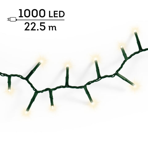 LED Lichterkette Compact 8 Leuchtmodi Outdoor grün 1000 warmweiße LED 2250cm