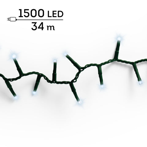 LED Lichterkette Compact 8 Leuchtmodi Outdoor grün 1500 kaltweiße LED 3400cm