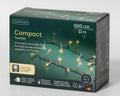 LED Lichterkette Compact 8 Leuchtmodi Outdoor transparent 500 warmweiße LED 1100cm