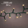 LED Lichterkette Compact 8 Leuchtmodi Outdoor grün 1500 klassischwarme LED 3400cm