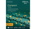 LED Lichterkette Compact 8 Leuchtmodi Outdoor grün 1500 klassischwarme LED 3400cm