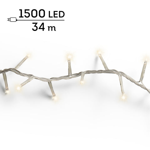 LED Lichterkette Compact 8 Leuchtmodi Outdoor transparent 1500 warmweiße LED 3400cm