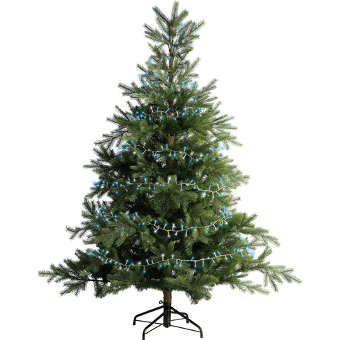 LED Lichterkette Compact 8 Leuchtmodi Outdoor transparent 500 kaltweiße & blaue LED 1100cm