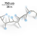 LED Lichterkette Compact 8 Leuchtmodi Outdoor transparent 750 blaue & kaltweiße LED 1600cm