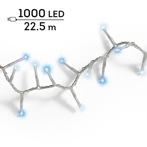 LED Lichterkette Compact 8 Leuchtmodi Outdoor transparent 1000 blaue & kaltweiße LED 2250cm