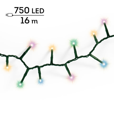 LED Lichterkette Compact 8 Leuchtmodi Outdoor grün 750 softbunte LED 1600cm