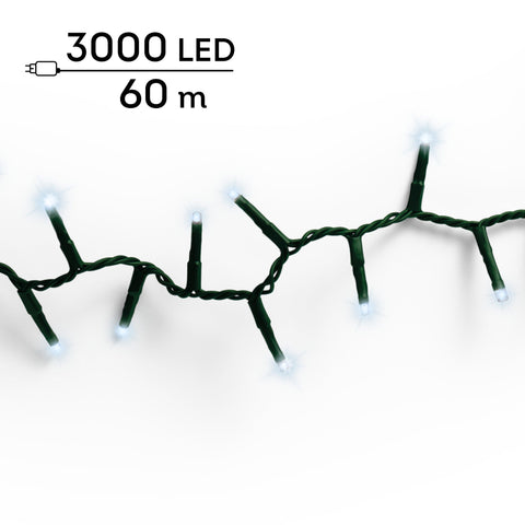 LED Lichterkette Compact 8 Leuchtmodi Outdoor grün 3000 kaltweiße LED 6000cm