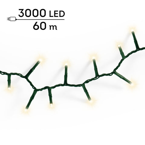 LED Lichterkette Compact 8 Leuchtmodi Outdoor grün 3000 warmweiße LED 6000cm