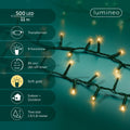 LED Lichterkette Compact 8 Leuchtmodi Outdoor grün 500 softgoldene LED 1100cm