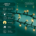LED Lichterkette Compact 8 Leuchtmodi Outdoor grün 1000 softgoldene LED 2250cm