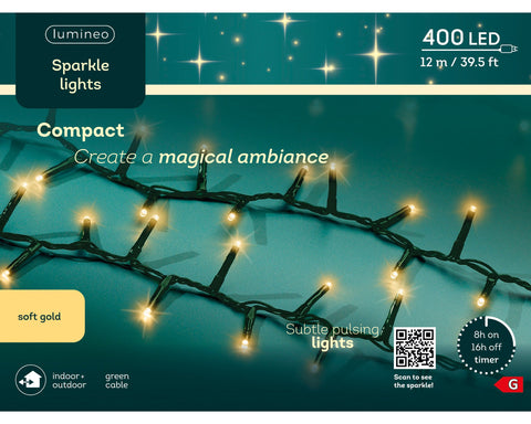 LED Lichterkette Compact Sparkle-Effekt Outdoor grün 400 softgoldene LED 1200cm