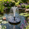 Schwarze solar-fontäne 16x16 cm mit zentralem wassersstrahl aus rundem basis für teiche und gartenteiche