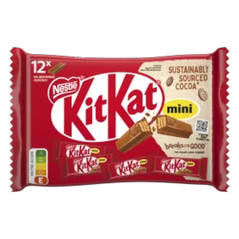 Rote nestlé kitkat minis 200g pack mit 12 einzeln verpackten mini schokoriegeln