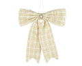 Creme und goldene tweed schleife mit dekorativem silberknopf in der mitte 4x33x40cm