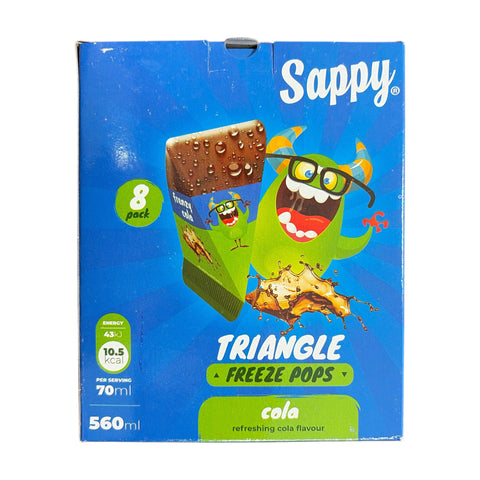 Sappy triangle freeze pops cola geschmack 8er pack 70ml erfrischende dreieckige gefriersticks