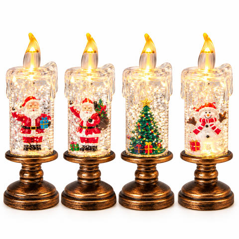 LED Kerze Weihnachtsmotiv 5.5x15.5 cm