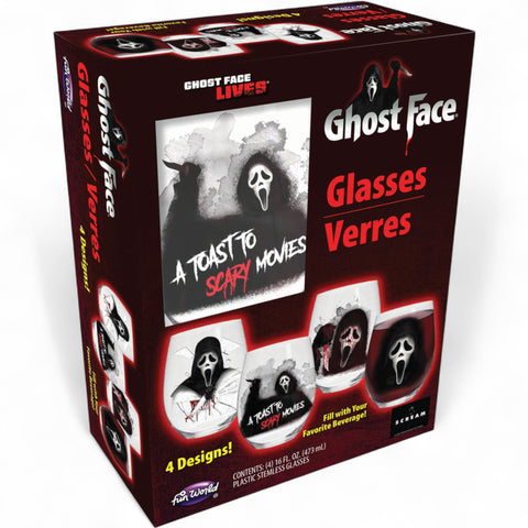 Ghost Face PET-Trinkgläser 4er Set Halloween Fun World