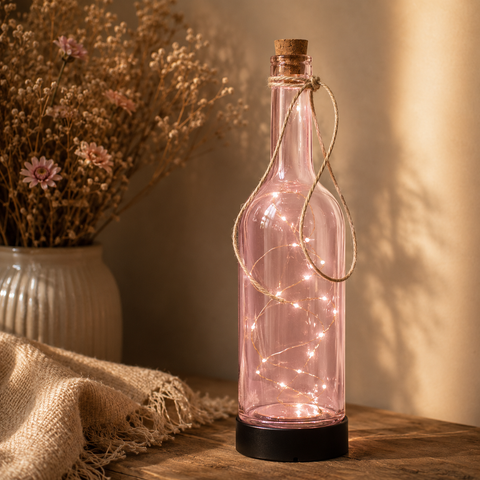LED-Flasche mit Kordel warmweiß 8x31 cm