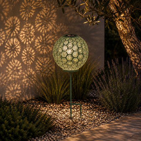 Solarstecker mit Lichtspiel grün 22x22x58 cm