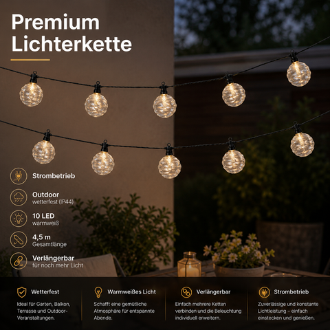 LED-Lichterkette "Premium Kugeln" verlängerbar 10 LED / 4.5 m