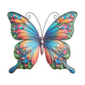 Vibranter metallschmetterling wandaufhänger 46x50cm mit bunten wirbelmustern in blau, grün, orange und rosa