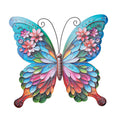 Metallschmetterling wandaufhänger mit mehrfarbigen floralen mustern und dekorativen wirbeln aus metall 30x33cm