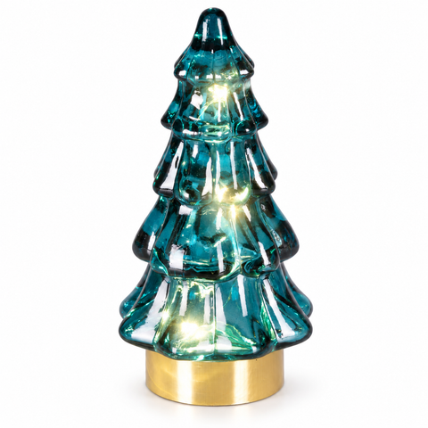 LED Baum Glas emerald warmweiße LED 6x12.8cm