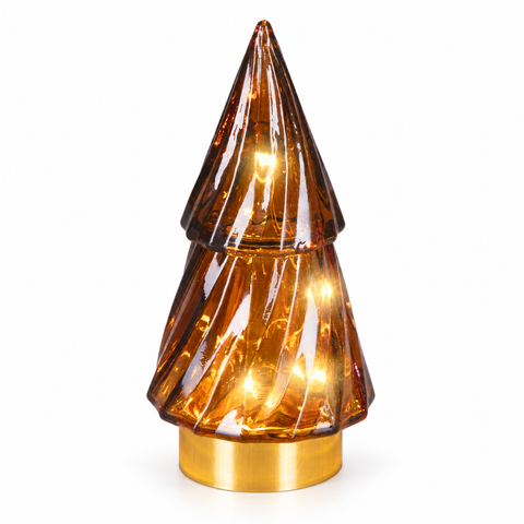 LED Baum Glas braun warmweiß 6x12.8cm