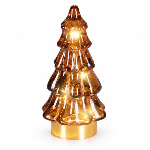 LED Baum Glas braun warmweiß 6x12.8cm