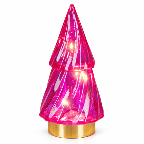 LED Baum Glas pink warmweiße LED 6x12.8cm