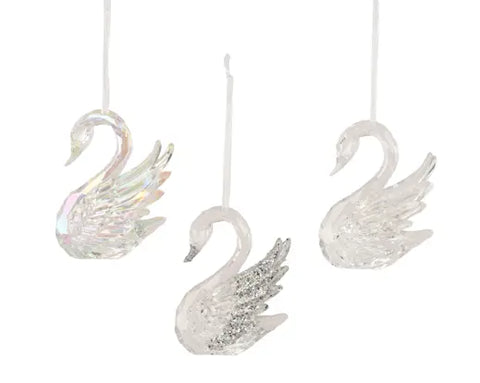 Schwan bruchfest transparent 7.5x5x10cm