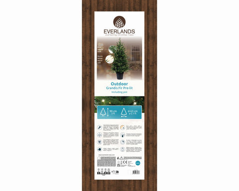 Grandis Baum im Topf 90cm Outdoor grün warmweiße LED 63x90cm