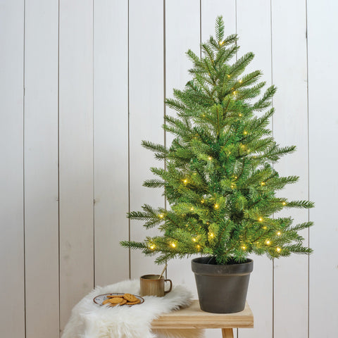 Grandis Baum im Topf 90cm Outdoor grün warmweiße LED 63x90cm