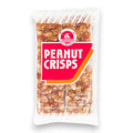 Eine rot-weiße packung swallow-sailing erdnuss-crisp 136g mit durchsichtigem fenster zeigt goldbraune knusprige snacks
