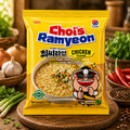 Gelbe packung von sias chois ramyeon instantnudeln in hähnchengeschmack 113 g