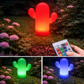 Led solar kaktus 33cm led lampe mit farbwechsel und gerippter oberfläche in rot grün und blau