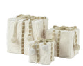 Geschenkschachtel Fell 3er Set wollweiß 21x21x21cm