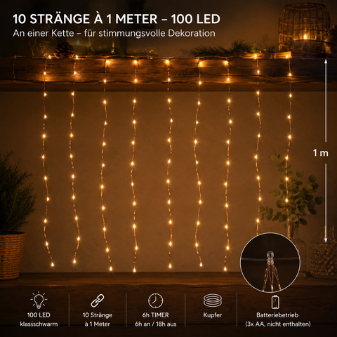 LED-Lichterstrang/Lichterkette 100 LED / 10x1 m