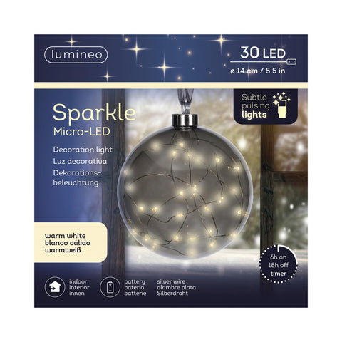 Mikro-LED Kugel mit Sparkle-Effekt 30 LED / 14 cm
