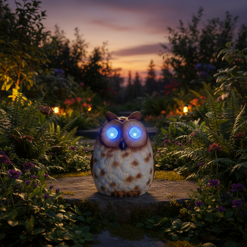 Solar Eule mit LED-Augen 20cm