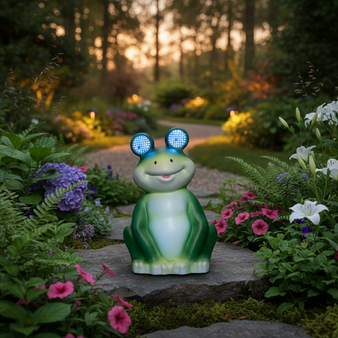 Solar Frosch Rollende LED-Augen 27,5cm