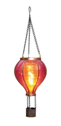 Solar-luftballon mit flammeneffekt 12 led rosa mit rot-orange verlaufendem glas und korbähnlichem brenner aus messing