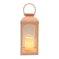 Solar laterne mit kerze 11x27cm sand aus metall und glas in pfirsichfarbe mit beleuchtetem led kerzenlicht