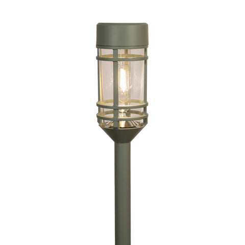 Solarfackel retro-birne 48x7 cm olivgrün mit klaren glasplatten und sichtbarer filamentlampe aus metall